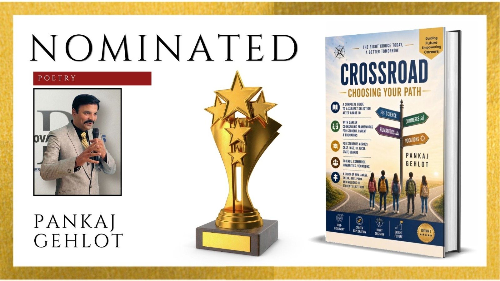 Read more about the article Pankaj Gehlot Officially Nominated for the Ananta Press Sahitya Ratna Award for Crossroad – Choosing Your Path