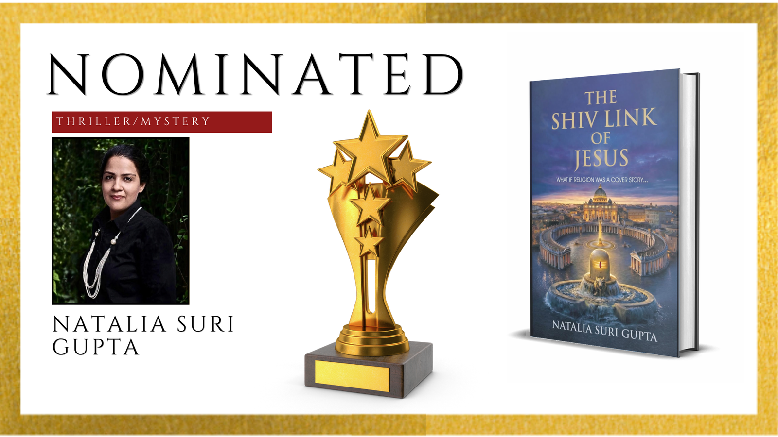 Read more about the article Congratulations to Natalia Suri Gupta for THE SHIV LINK OF JESUS: WHAT IF RELIGION WAS A COVER STORY