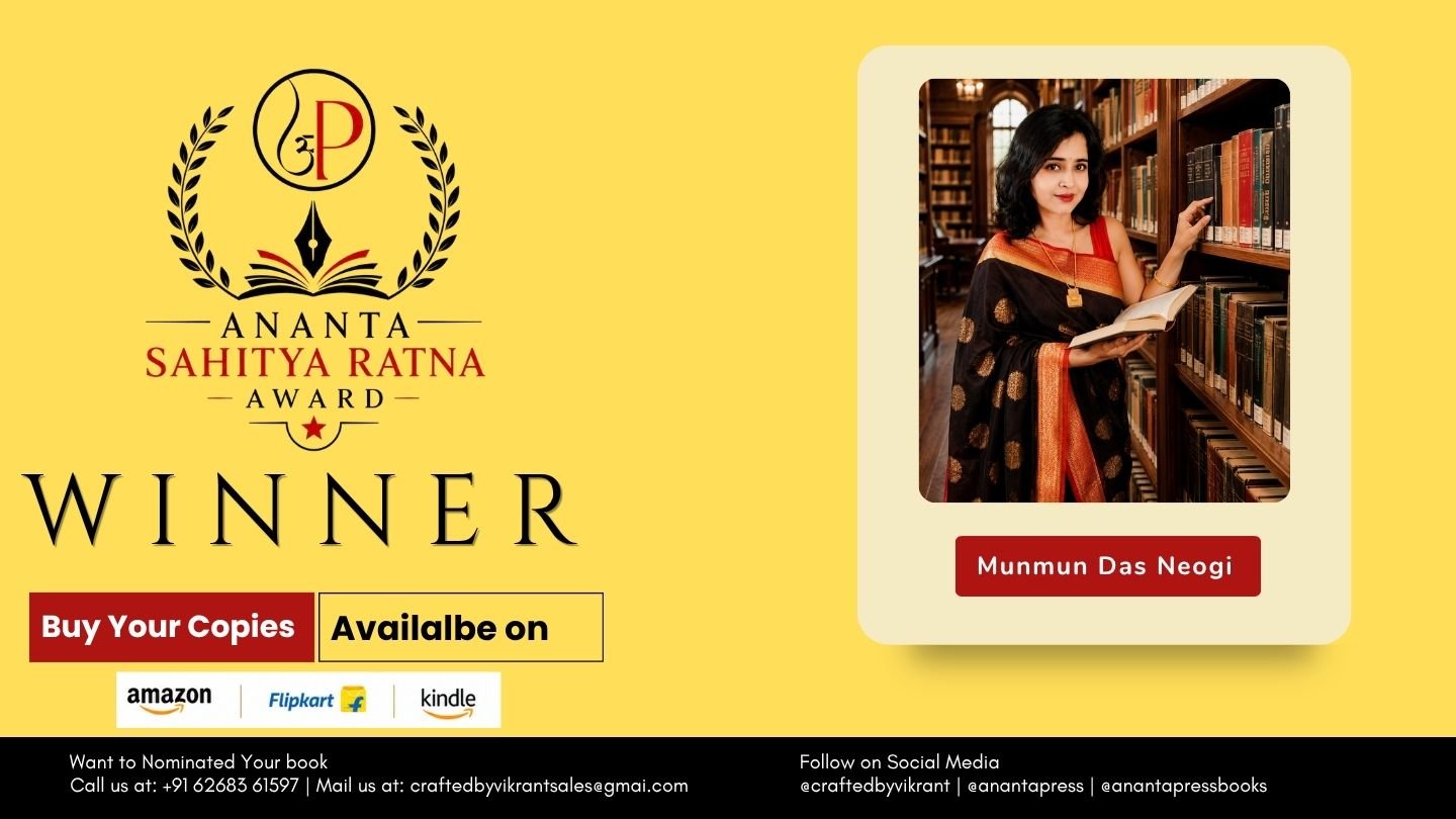 Read more about the article Munmun Das Neogi Honoured as Winner of the Ananta Press Sahitya Ratna Award for Ahamasmi Yodha